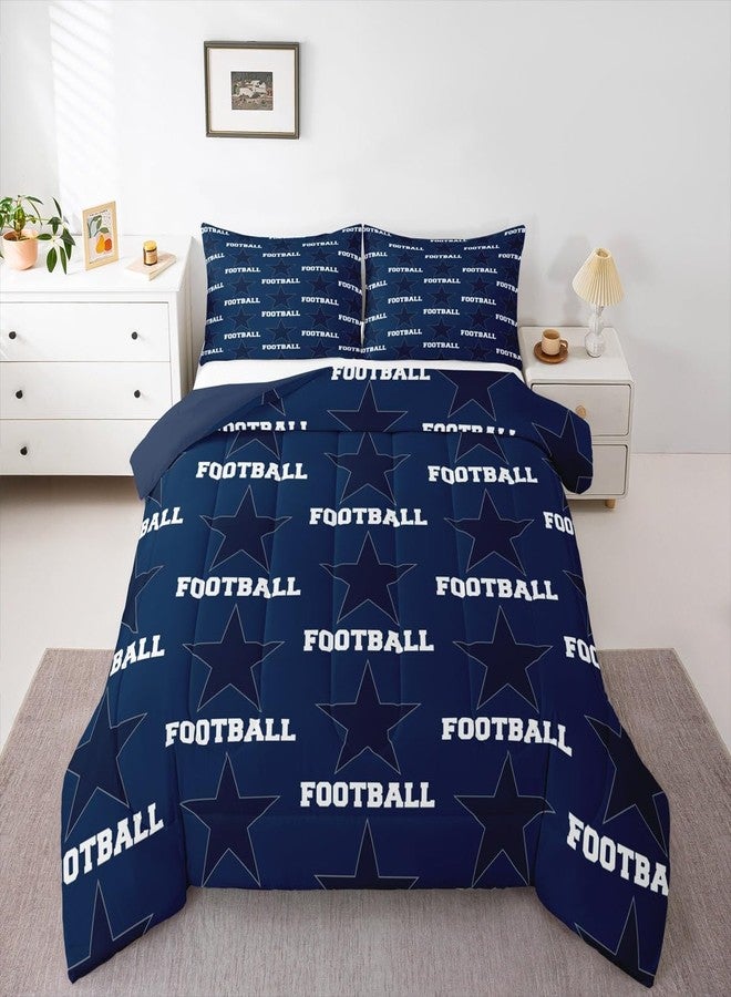 Homewish Texas Star Football Comforter Set King Size,American Football Sports Games Bedding Set,Boys Men Room Decor,Cowboy Rugby Competition Down Comforter,Dark Blue Fashion Duvet Insert,2 Pillowcases - Image 5