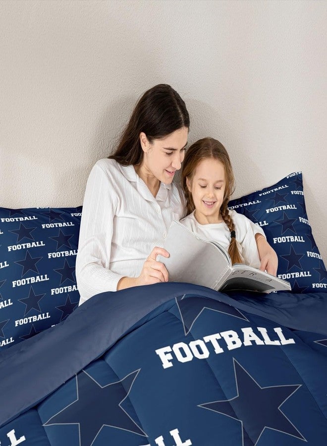 Homewish Texas Star Football Comforter Set King Size,American Football Sports Games Bedding Set,Boys Men Room Decor,Cowboy Rugby Competition Down Comforter,Dark Blue Fashion Duvet Insert,2 Pillowcases - Image 2