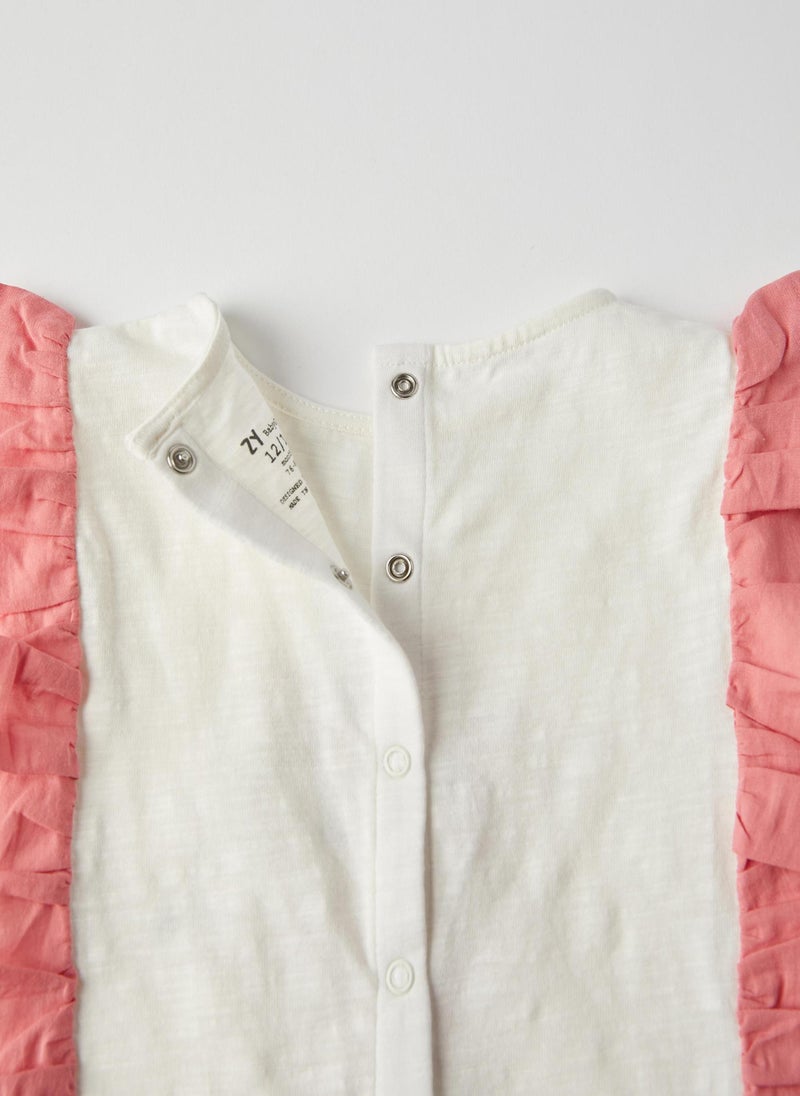 Zippy Frill Top for Baby Girls 'Fox', White/Pink - Image 2