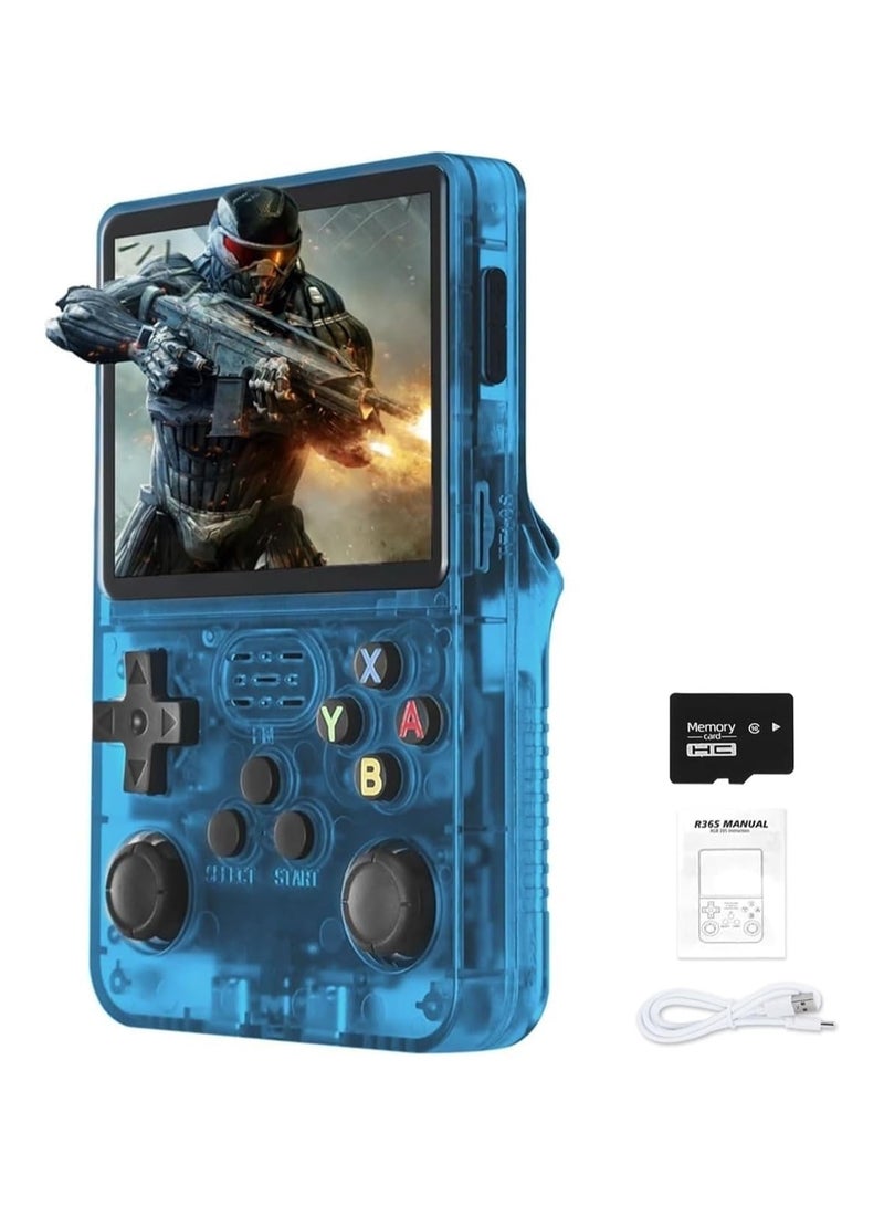 هيبوب وحدة تحكم ألعاب محمولة R36S، شاشة IPS مقاس 3.5 بوصة، نظام Linux مفتوح المصدر، وحدة تحكم ألعاب R36S، بطاقة TF سعة 64 جيجابايت، محاكي 10+، Consola R36S مع عصا تحكم ثلاثية الأبعاد مزدوجة للأولاد والبنات | أزرق - Image 1