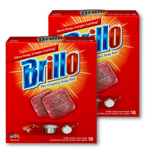 Brillo Steel Wool Soap Pads, Long Lasting, Original Scent Cleaning, 18 Count (Original, 18 Count (Pack of 2)) - Image 1
