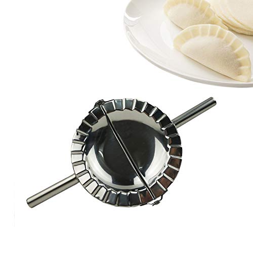 Proshopping Stainless Steel Dumpling Maker, X-Large 5" Goya Empanada Press Mold, Ravioli Mould Crimper, Wraper Dough Cutter - for Pie Ravioli Chinese Dumpling Pastry, with long handle (XL 5" Dia) - Image 3
