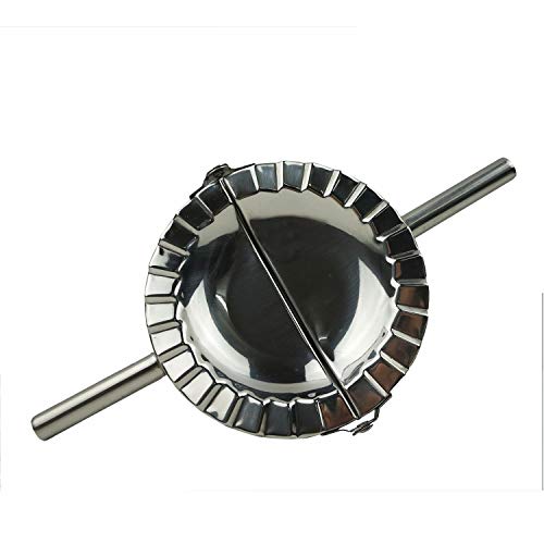 Proshopping Stainless Steel Dumpling Maker, X-Large 5" Goya Empanada Press Mold, Ravioli Mould Crimper, Wraper Dough Cutter - for Pie Ravioli Chinese Dumpling Pastry, with long handle (XL 5" Dia) - Image 1