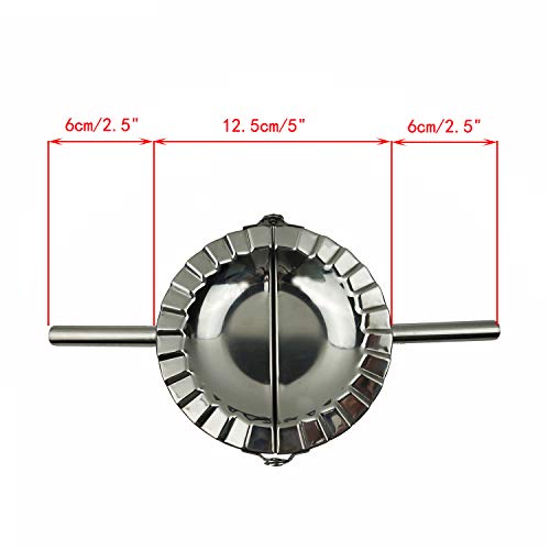 Proshopping Stainless Steel Dumpling Maker, X-Large 5" Goya Empanada Press Mold, Ravioli Mould Crimper, Wraper Dough Cutter - for Pie Ravioli Chinese Dumpling Pastry, with long handle (XL 5" Dia) - Image 2