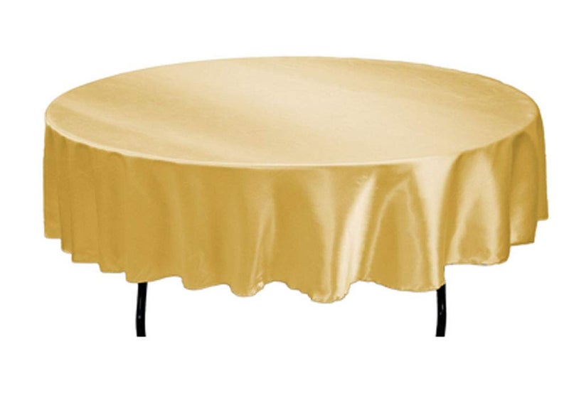 Tektrum 70 INCH Round Silky Satin Tablecloth Premium Fabric Gold