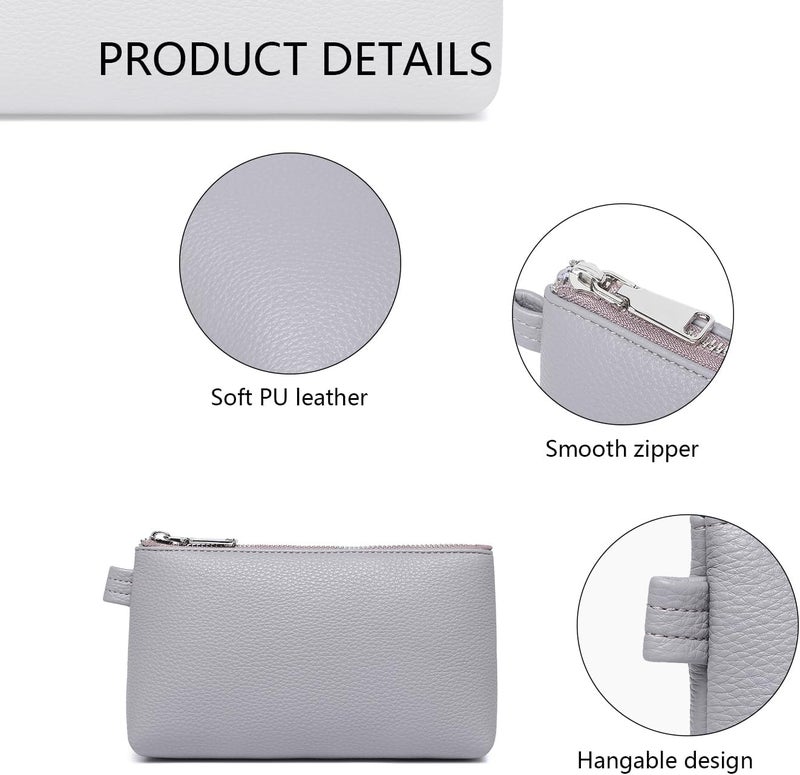 YONBEN PU Leather Makeup Simple and Convenient Handbag Small Exquisite Storage Bag, PU/Taro Purple, Simple - Image 4
