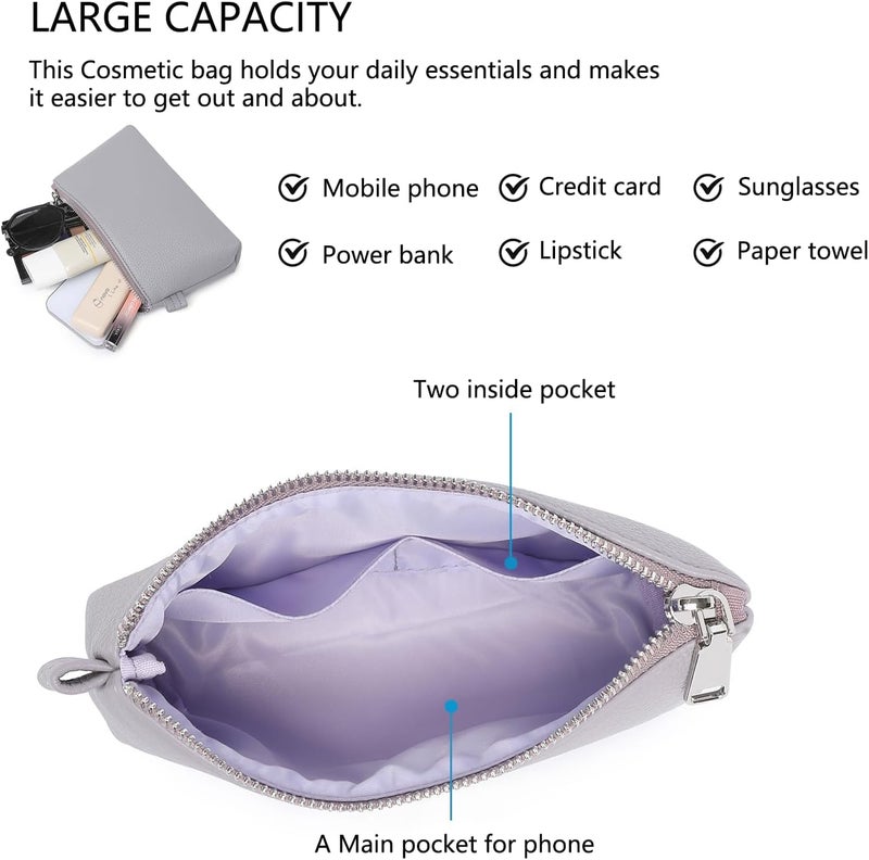 YONBEN PU Leather Makeup Simple and Convenient Handbag Small Exquisite Storage Bag, PU/Taro Purple, Simple - Image 5