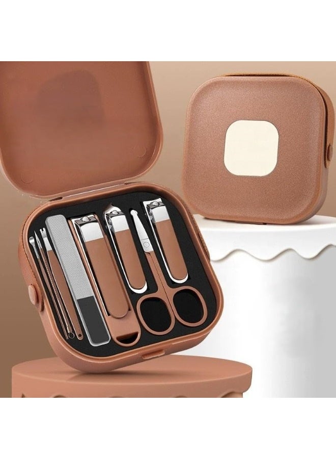 PEI  AN Portable Anti-Splash Nail Clipper Set for Men & Women |7pcs  Nail Catcher, Nail File, Cuticle Pusher | Stainless Steel Tools in Travel Case - Image 1