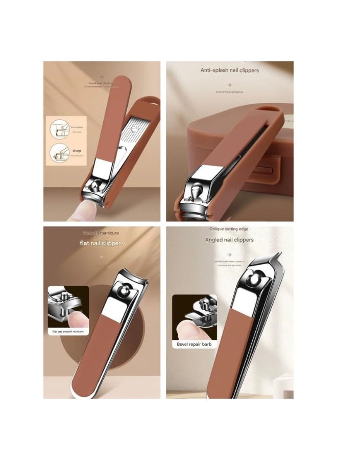 PEI  AN Portable Anti-Splash Nail Clipper Set for Men & Women |7pcs  Nail Catcher, Nail File, Cuticle Pusher | Stainless Steel Tools in Travel Case - Image 4