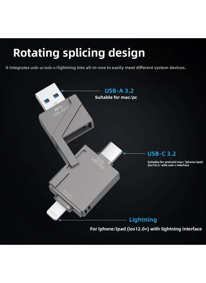 Generic - The Metal High-speed U Disk OTG Mobile Phone U Disk For Apple Android Computer Type-c3.0USB3.0-Capacity:256GB - Image 1