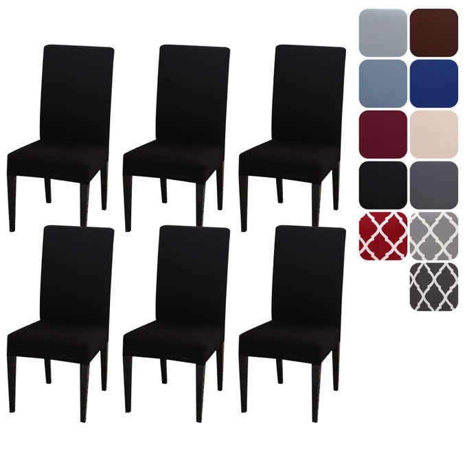 DINING ROOM CHAIR COVERS SLIPCOVERS SET OF 6 STRETCH REMOVABLE WASHABLE DINING CHAIR PROTECTOR DECORATION COVER SEAT SLIPCOVER FOR HOTEL CEREMONY BANQUET KITCHEN RESTAURANT HOME