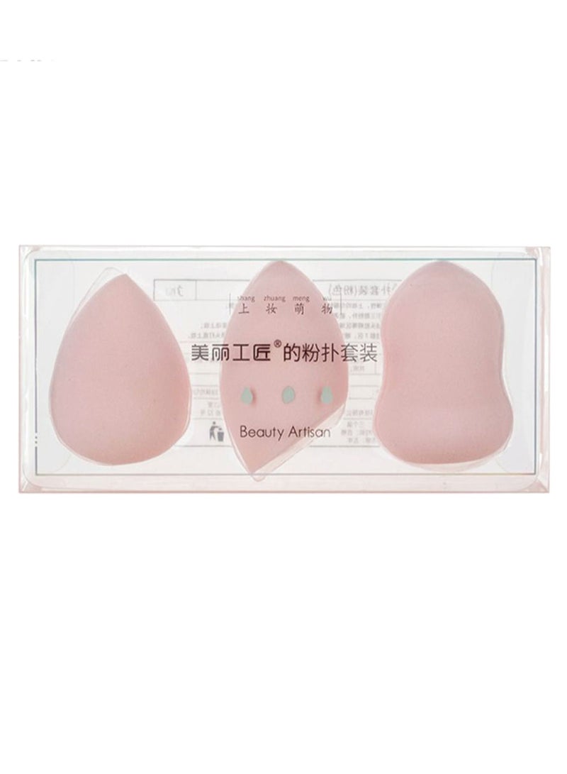 NIBEMINENT 3-Piece Soft Makeup Sponge Set Pink