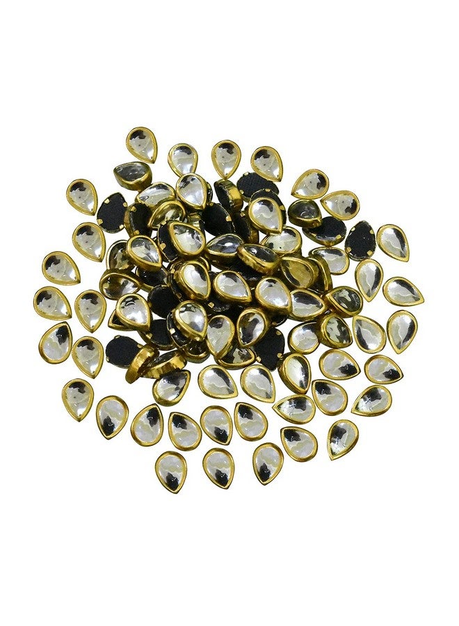 Embroiderymaterial EmbroideryMaterial Raw Material Flat Glue On Kundan Stones Beads for Craft, Jewellery Making, Bangles Work, Maggam Work Material, Stones for Embroidery Work, Aari Work (Tear Drop Shape-5x7MM, 500 Pieces)  - Image 1