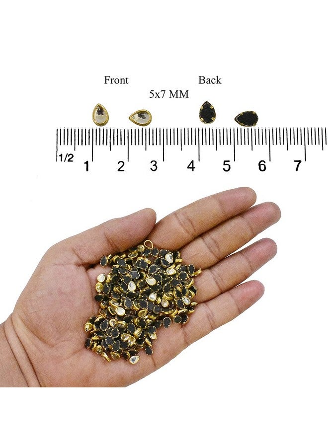 Embroiderymaterial EmbroideryMaterial Raw Material Flat Glue On Kundan Stones Beads for Craft, Jewellery Making, Bangles Work, Maggam Work Material, Stones for Embroidery Work, Aari Work (Tear Drop Shape-5x7MM, 500 Pieces)  - Image 2
