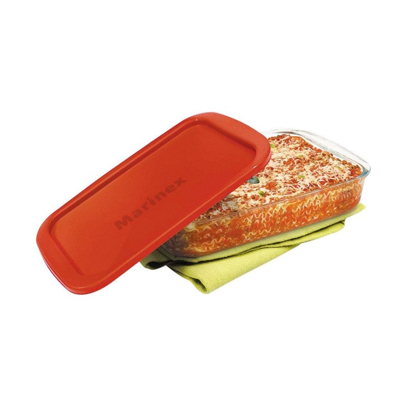 Marinex Large Rectangular Glass Roaster with Plastic Lid 2.9L - Clear - Image 4