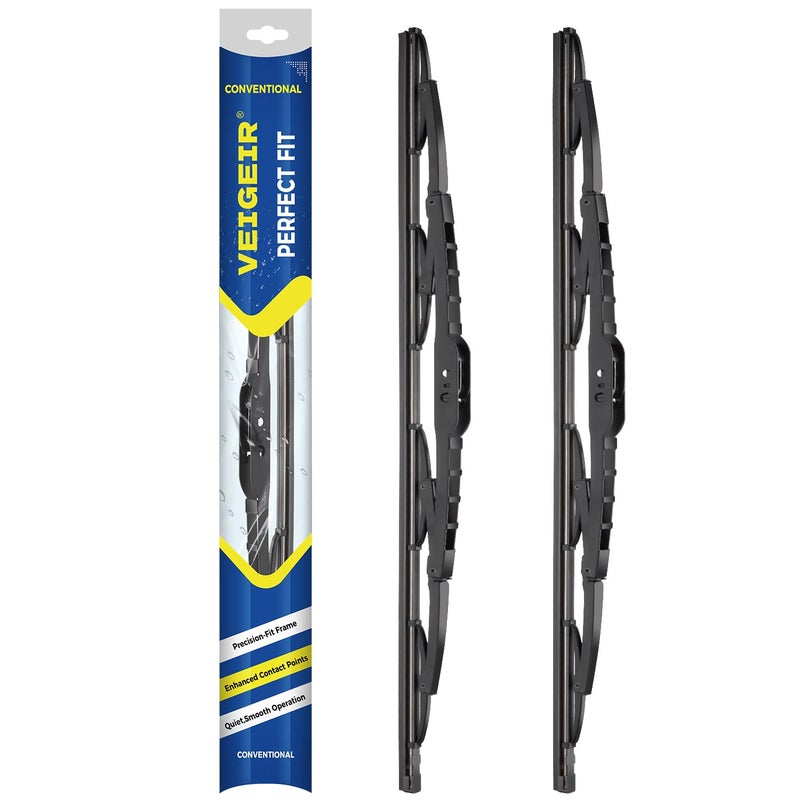 VEIGEIR 22inch + 22 inch Steel Frame Windshield Wiper Blades,Compatible with F150 2022-2009,Silverado 1500 2022-2000,Sierra 1500 2022-2019,RAM 1500 2015-2013 and More Conventional Front Wiper (Pack of 2) - Image 1