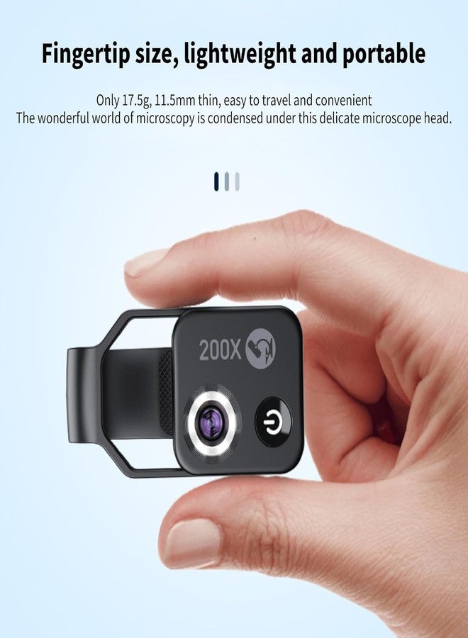 Zunate APL‑MS002 200x Phone Microscope, Mini Pocket Microscope, 6 LED Light Guides, 2 Levels of Brightness Adjustment, Magnification Phone Camera Macro Lens Kit(with CPL) - Image 2