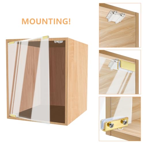 Pastlla Glass Door Pivot Hinge with Magnetic Catch and Clamp Set for Bathroom Showcase Cabinet Doors (Gold) - Image 4