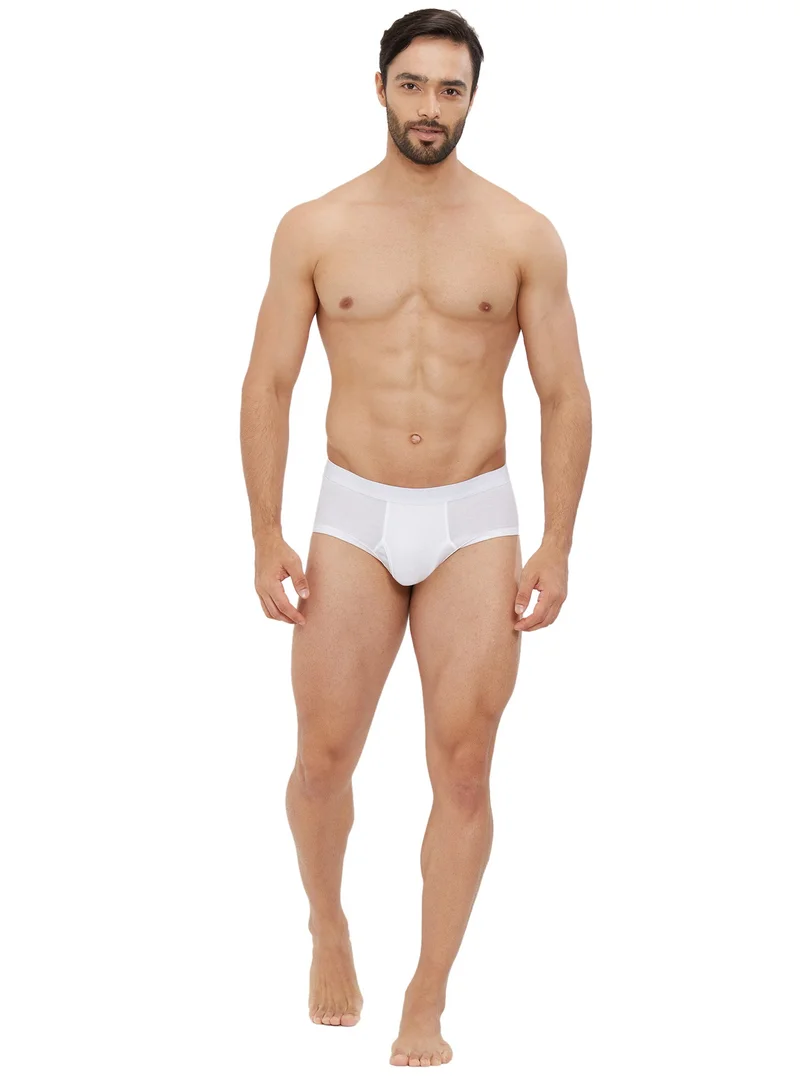 بي واي سي MEN'S BRIEF 75% AEROCOOL 25% COTTON SUMMER UNDERWEAR - WHITE