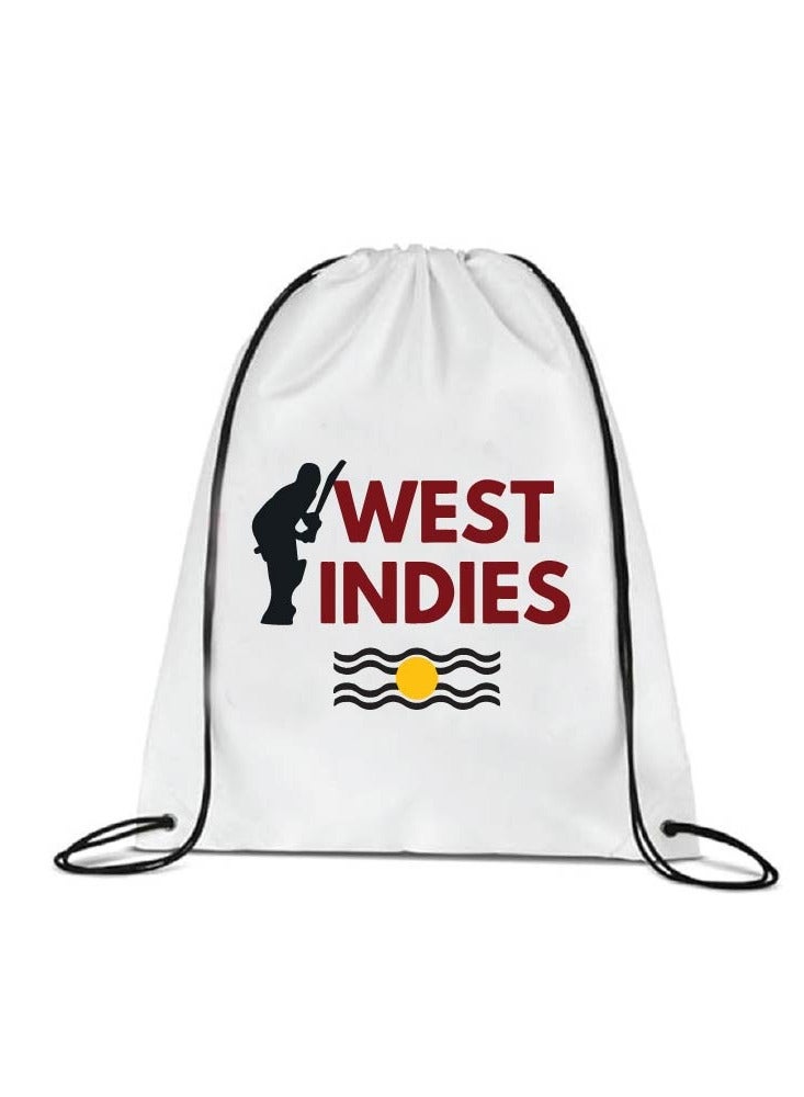 مجموعة هدايا رياضية لعشاق الكريكيت من جزر الهند الغربية للبالغين - عبوة من 3 قطع: حقيبة برباط، علم يدوي، قبعة - مثالية لفعاليات جزر الهند الغربية الرياضية ومباريات الكريكيت - Image 3