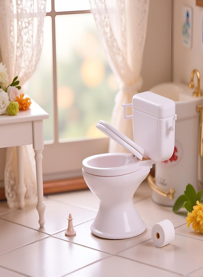 Tnyvm 1:12 Scale Miniature Bathroom Toilet - Realistic Dollhouse Furniture for DIY Crafts, Dioramas and Architectural Models - Image 4