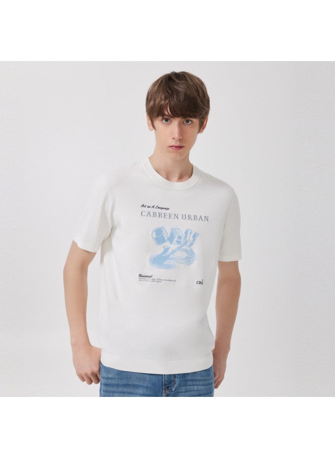 Cabbeen Mall Same Style] Men's Casual T-shirt Summer Trend Comfort Short Sleeve Fashion Versatile Street Casual - Image 2