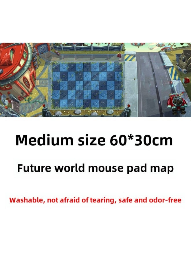 Plant Wars Map Accessories Non-slip Mouse Pad Map Generation Paper Map Cloth Texture Parent-child Interactive Map-Color:Medium 60*30 Future World Mouse Pad Map (bag)  - Image 1
