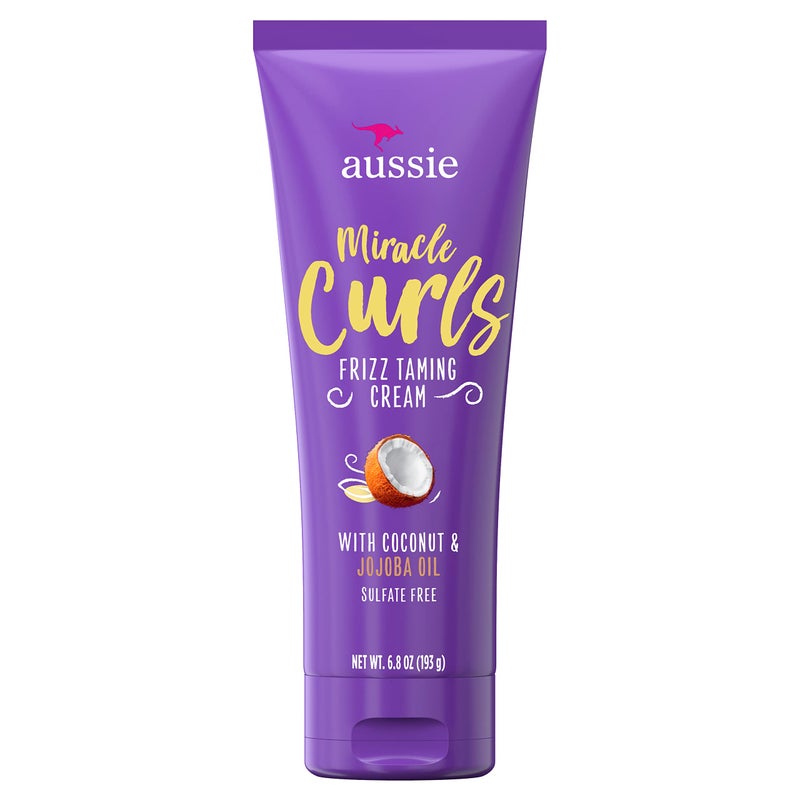 أوسي Aussie Miracle Curls Frizz Taming Cream مع جوز الهند وزيت الجوجوبا الأسترالي - خالي من الكبريتات ، ينعم ويحدد ويتحكم في التجعد ، 193 جم - Image 3