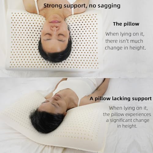 TIERSINI Natural Latex Neck Support Pillow-Medium Firmness，No Shoulder Pressure,Suit for Side & Back Sleeping,Cervical Traction Design, Ergonomic Relief for Neck & Shoulder Pain(23.6"Lx15.7"Wx(3.9/4.7")H) - Image 5