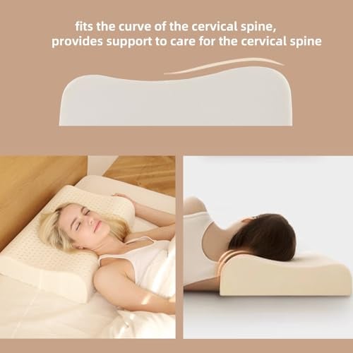 TIERSINI Natural Latex Neck Support Pillow-Medium Firmness，No Shoulder Pressure,Suit for Side & Back Sleeping,Cervical Traction Design, Ergonomic Relief for Neck & Shoulder Pain(23.6"Lx15.7"Wx(3.9/4.7")H) - Image 2