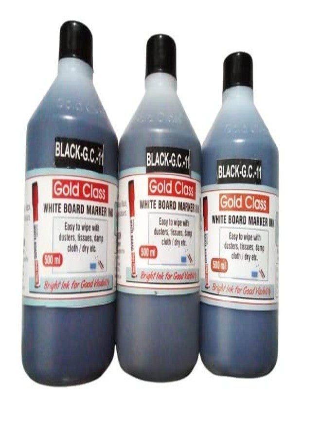 Gold Class White Board Marker Ink (500 ML) (Pack of 3, Black) - Image 1