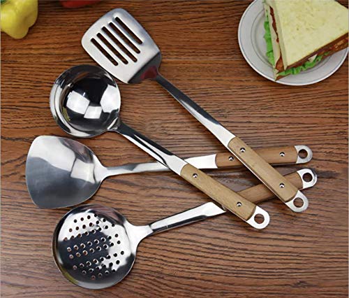 ONICORN 1Pcs Stainless Steel Slotted Professional Skimmers with Heat Resistant Wooden Handle  - Image 3