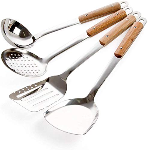 ONICORN 1Pcs Stainless Steel Slotted Professional Skimmers with Heat Resistant Wooden Handle  - Image 5