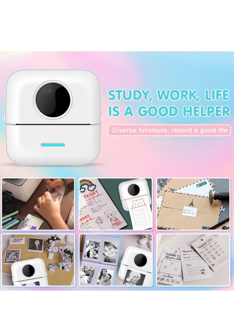 Arabest - Label Printer, Portable Thermal Printer, Mini Photo Printer, Rechargeable Labeler, Small Bluetooth Inkless Printer with 11 Rolls Thermal Paper for Android and iOS Smartphones - Image 1