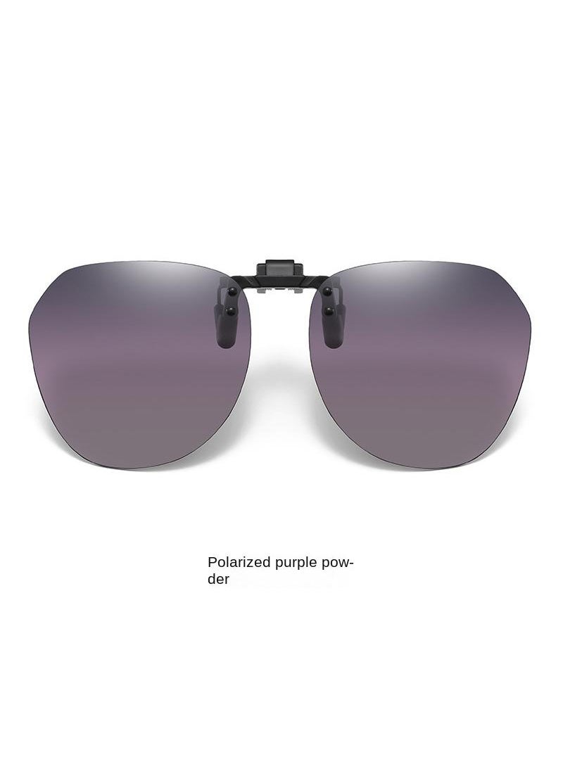 Y&D - Sunglasses Clip Ultra-light Driving Special Anti-ultraviolet Sunglasses Polarized Clip Can Be Upturned Myopia Glasses-Polarized Purple Powder Sheet - Image 1