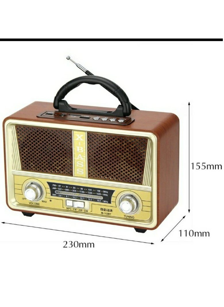 Meier - Meier Bluetooth Radio Speaker M-112BT M-111BT Radio with MP3 Player and Bluetooth FM / AM / SW3, USB, SD / TF Remote con - Image 1