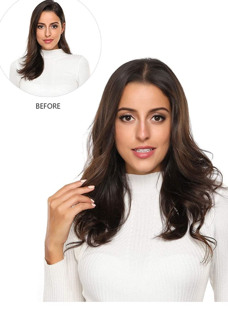 إستيل وصلات شعر بشري ريمي 8 قطع 18 مشابك أسود لامع - Image 4