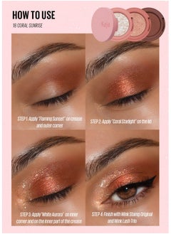 KAJA Beauty Bento Collection ; Mosaic Chrome + Shimmer + Matte ; 18 Coral Sunrise Coral Peach ; 2019 Best Of Beauty Award In Glitter Pressed Category  - Image 4
