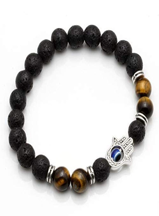 MILAKOO 8mm Beads Bracelet Tiger Eye Lava Rock Oil Diffuser Natural Stone Stretch Cuff for Men Women - Image 3