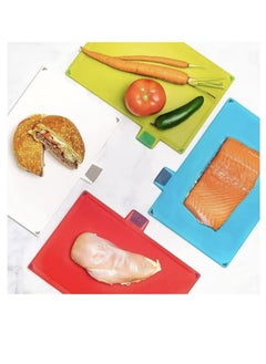 Hanayo 4PCS Kitchen Cutting Boards, Plastic Cutting Board with Storage Shelf , Chopping Board for Kitchen Different Food Types (Blue)  - Image 3