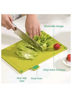 Hanayo 4PCS Kitchen Cutting Boards, Plastic Cutting Board with Storage Shelf , Chopping Board for Kitchen Different Food Types (Blue)  - Image 4