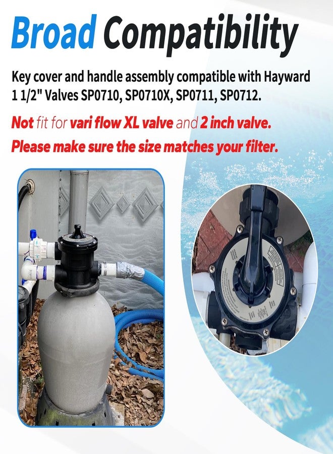 Dfnidy SPX0710XBA17 Key Cover and Handle Assembly for Hayward Multiport Valve Replacement, Pool Sand Filter Pump Parts Compatible with 1 1/2" Vari-Flo Valves SP0710, SP0710X, SP0711, SP0712, with Gasket - Image 4