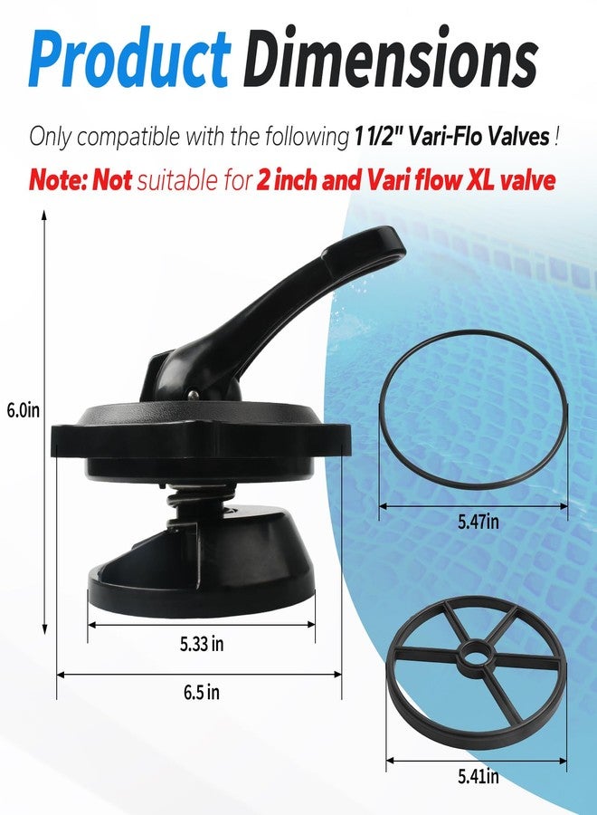 Dfnidy SPX0710XBA17 Key Cover and Handle Assembly for Hayward Multiport Valve Replacement, Pool Sand Filter Pump Parts Compatible with 1 1/2" Vari-Flo Valves SP0710, SP0710X, SP0711, SP0712, with Gasket - Image 2