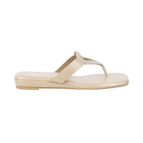 Metro Women Gold Suede Ethnic Beaded Slip-on UK/5 EU/38 (32-588) - Image 3