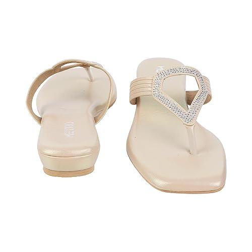 Metro Women Gold Suede Ethnic Beaded Slip-on UK/5 EU/38 (32-588) - Image 5