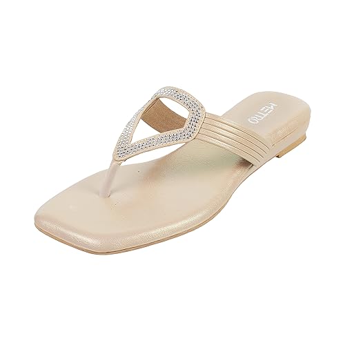 Metro Women Gold Suede Ethnic Beaded Slip-on UK/5 EU/38 (32-588) - Image 1