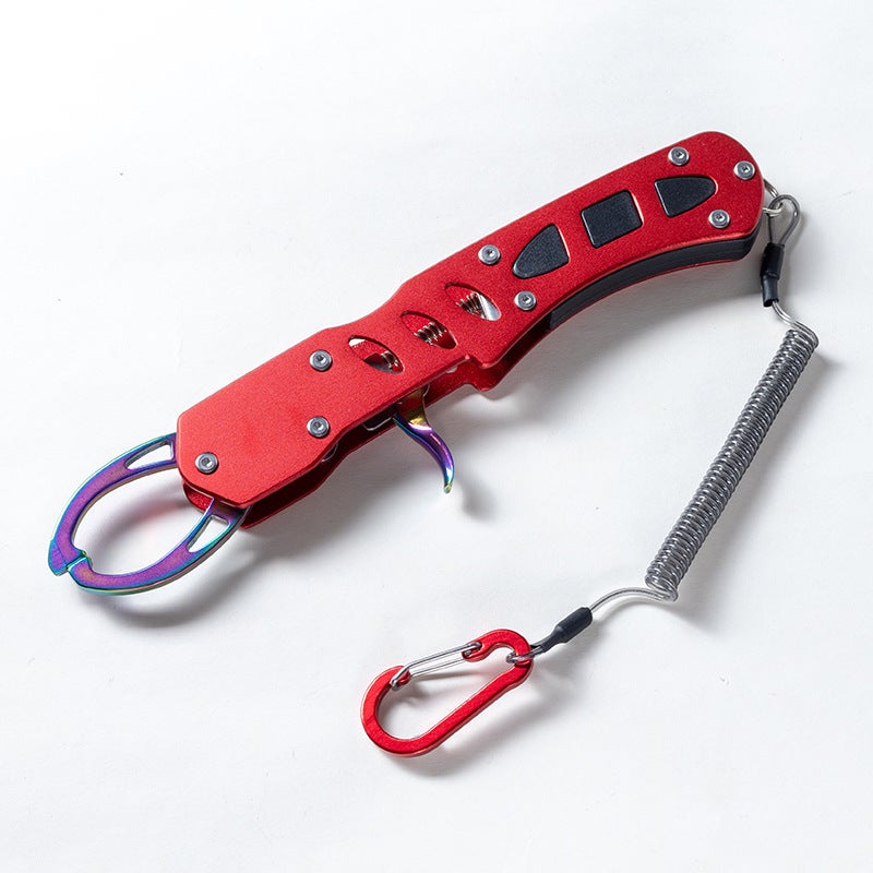 Generic Fish control device Luya multi-functional Luya pliers large object suit genuine goods mini stainless steel scissors pe fishing line fishing tool [Red] upgrade * high hardness color titanium pliers mouth fish control device