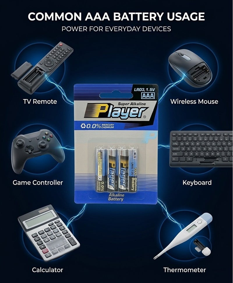 Player 4 Pieces AAA Super Alkaline Batteries - Image 3