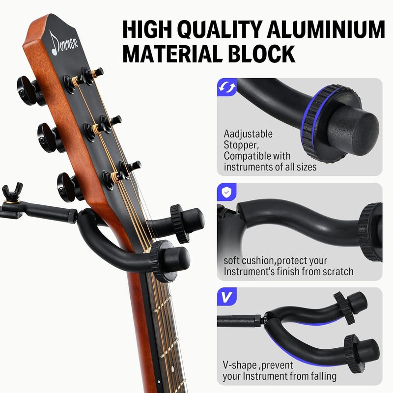 Donner Guitar Wall Mount Hanger with 5 Adjustable Hangers for Acoustic, Electric Guitars, Bass, Violin, Ukulele, Banjo, Mandolin - Image 5