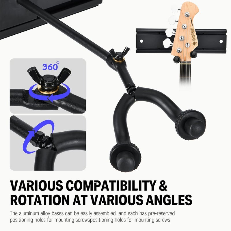 Donner Guitar Wall Mount Hanger with 5 Adjustable Hangers for Acoustic, Electric Guitars, Bass, Violin, Ukulele, Banjo, Mandolin - Image 4